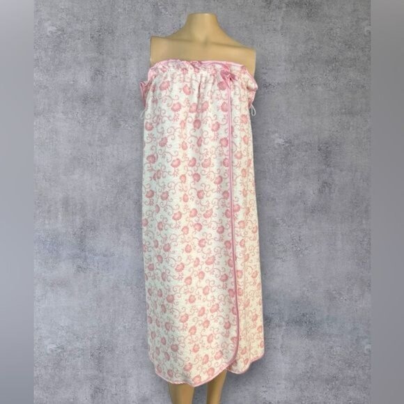 Vintage Komar Terry Cloth Wrap – Pink & White Floral - Picture 1 of 8